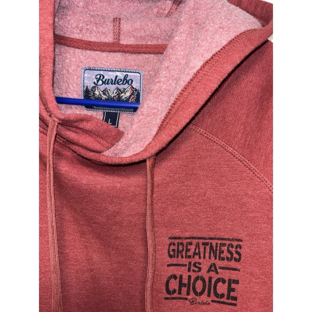 Burlebo Men's Red Fleece Pullover Hoodie Greatness Graphic Logo Size L - Picture 3 of 5